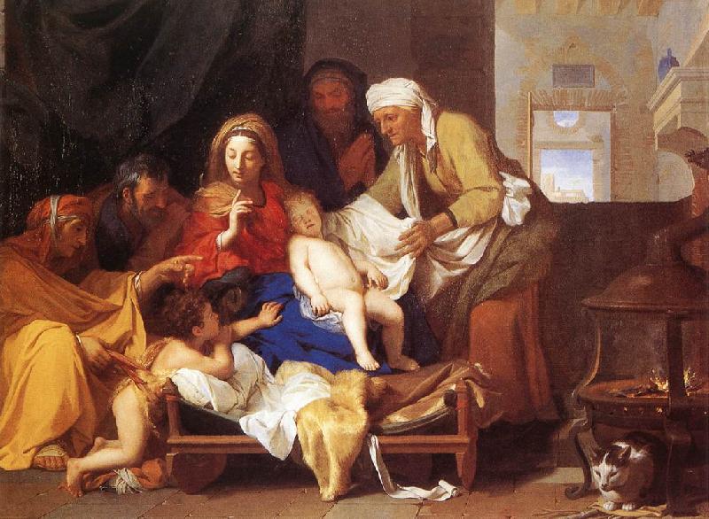 LE BRUN, Charles Holy Family with the Adoration of the Child s oil painting picture
